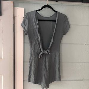 Sea foam green open back reformation romper